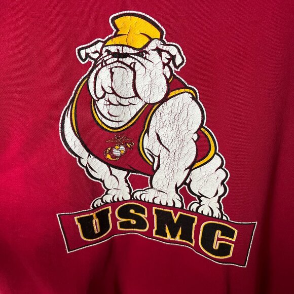 Vintage 90s Big Cotton Gear for Sports Red USMC Bulldog Sweatshirt Crewneck - Picture 13 of 13